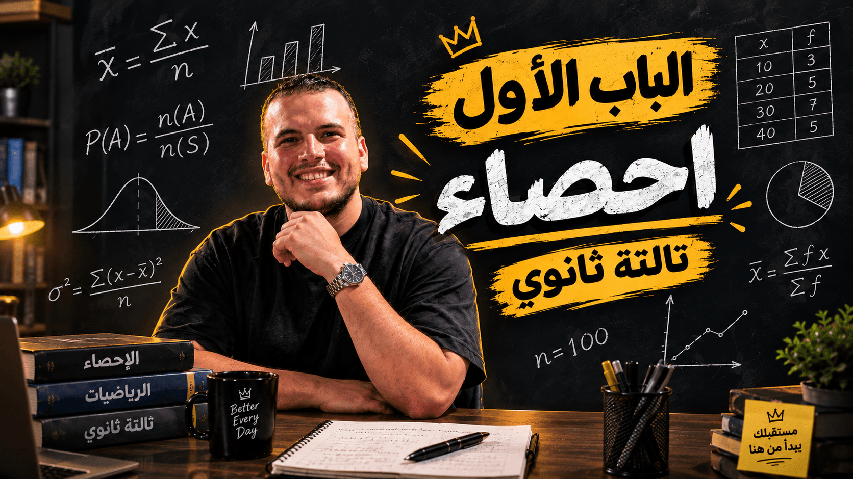 غلاف الباب الاول احصاء تالتة ثانوي 